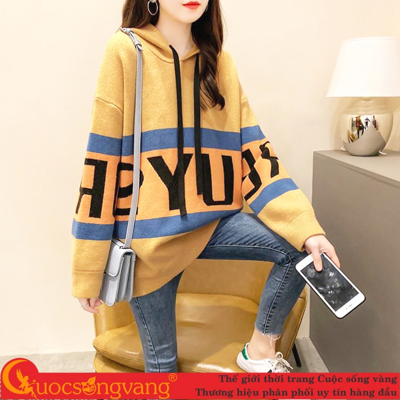 Áo len hoodie có nón áo len nữ phom rộng mã GLA320