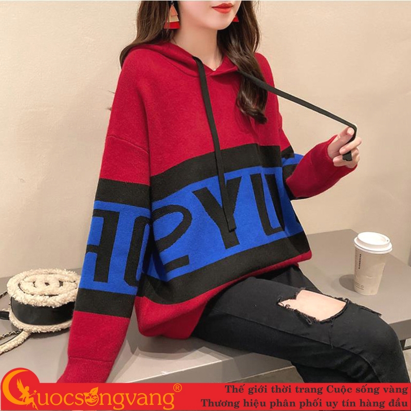 Áo len hoodie có nón áo len nữ phom rộng mã GLA320