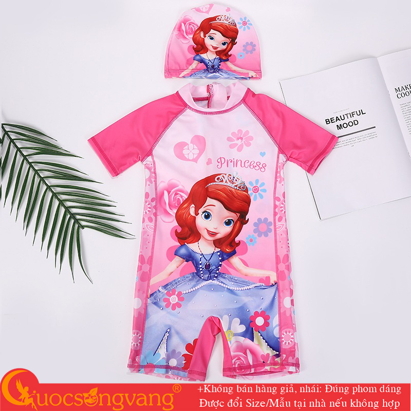 Bộ đồ bơi bé gái Elsa set đồ bơi aurora kèm nón GLSWIM093