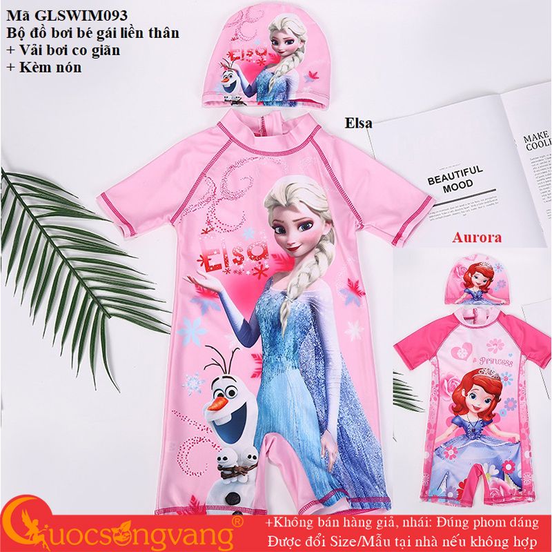 Bộ đồ bơi bé gái Elsa set đồ bơi aurora kèm nón GLSWIM093