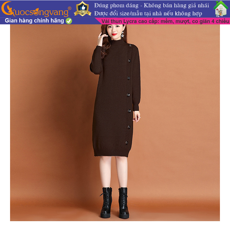 Váy len nữ dáng dài suông Đầm len gân cổ lọ basic phom rộng hàng Quảng Châu  cao cấp Style Hàn Quốc - Đầm, váy nữ | ThờiTrangNữ.vn