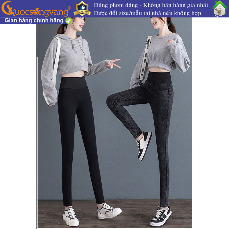 Quần jean nữ eo thun bản lớn quần jean gen eo jean cotton co giãn GLQ160