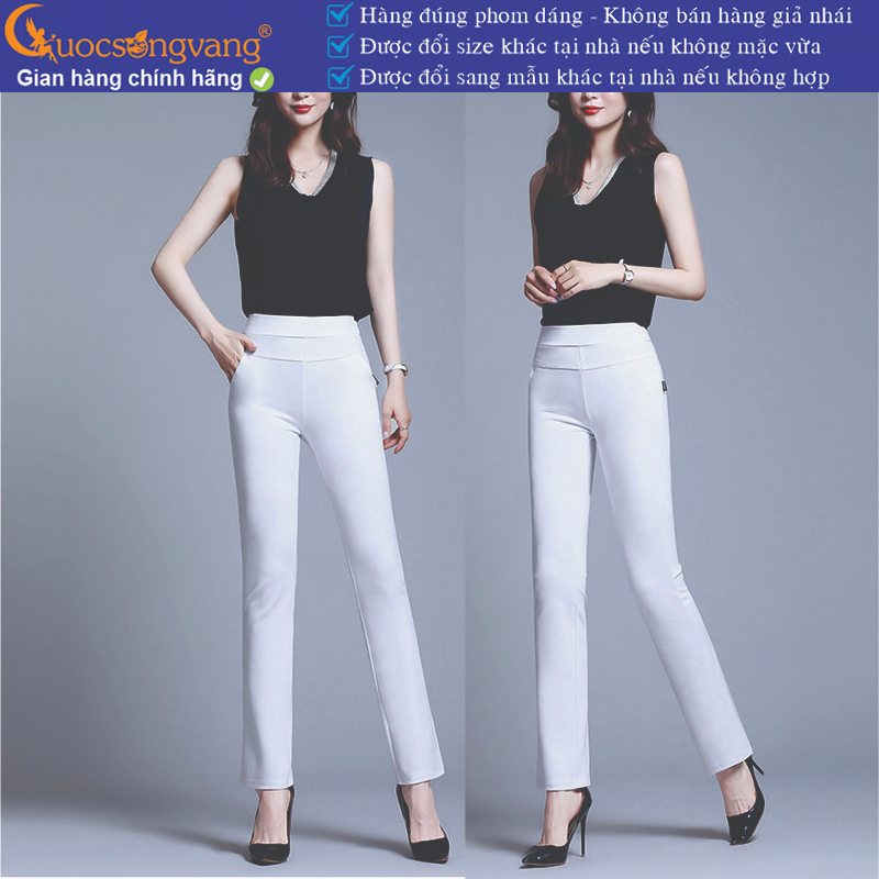 Quần nữ công sở cotton co giãn 4 chiều quần công sở nữ lưng cao lưng thun GLQ164