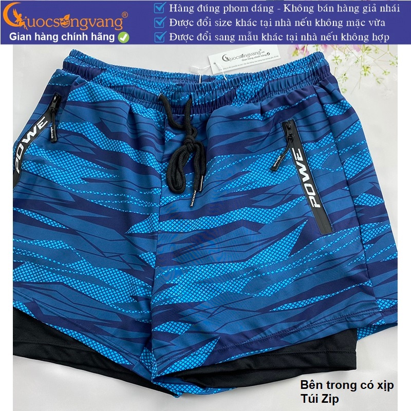 Quần bơi nam 2 lớp có túi zip quần đi biển nam có xịp GLSWIM111