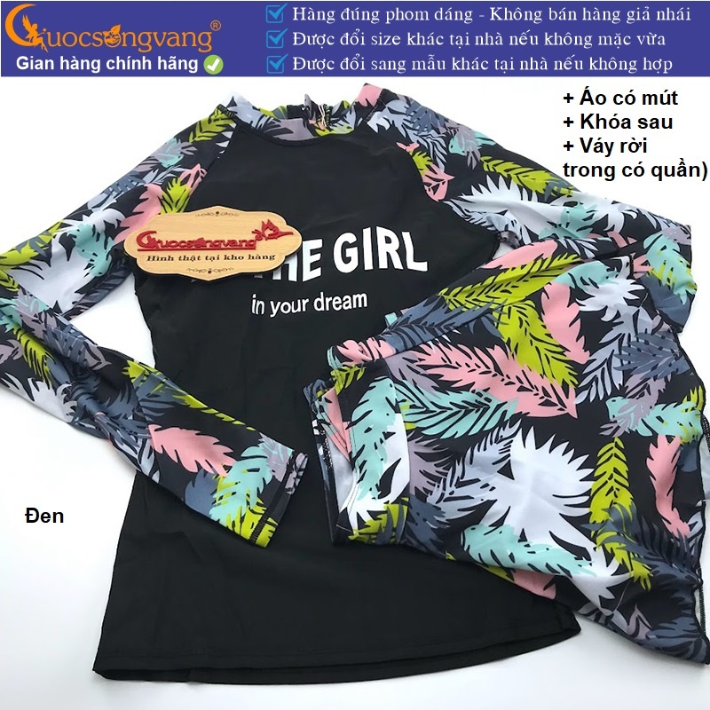 Bộ đồ bơi nữ quần rời đồ bơi dài tay nữ big size GLSWIM069