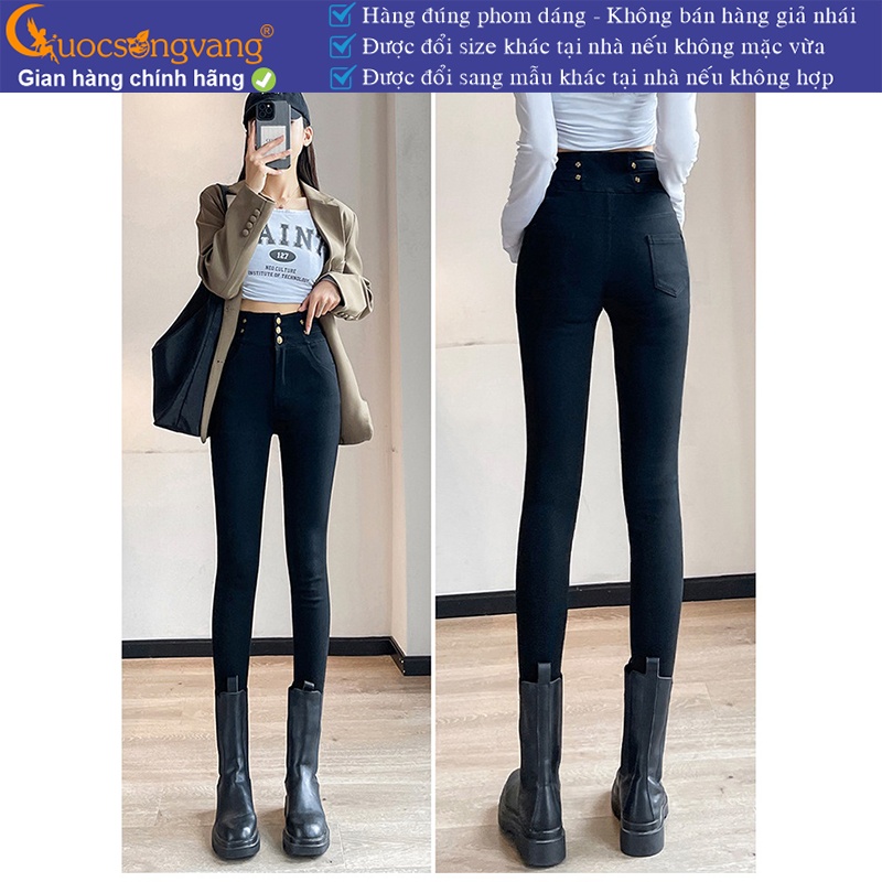 Quần jean nữ lưng cao tôn dáng quần jean skinny nhiều nút jean cotton GLQ170