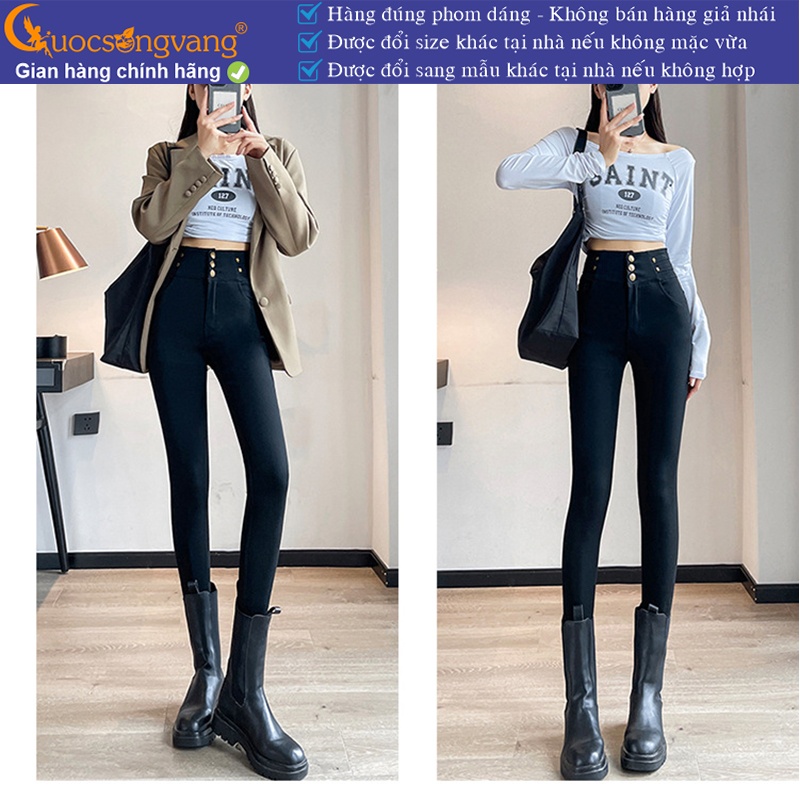 Quần jean nữ lưng cao tôn dáng quần jean skinny nhiều nút jean cotton GLQ170