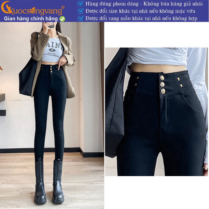 Quần jean nữ lưng cao tôn dáng quần jean skinny nhiều nút jean cotton GLQ170