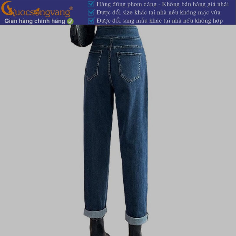 Quần jean baggy nhiều nút quần jean nữ lưng cao jean cotton GLQ169