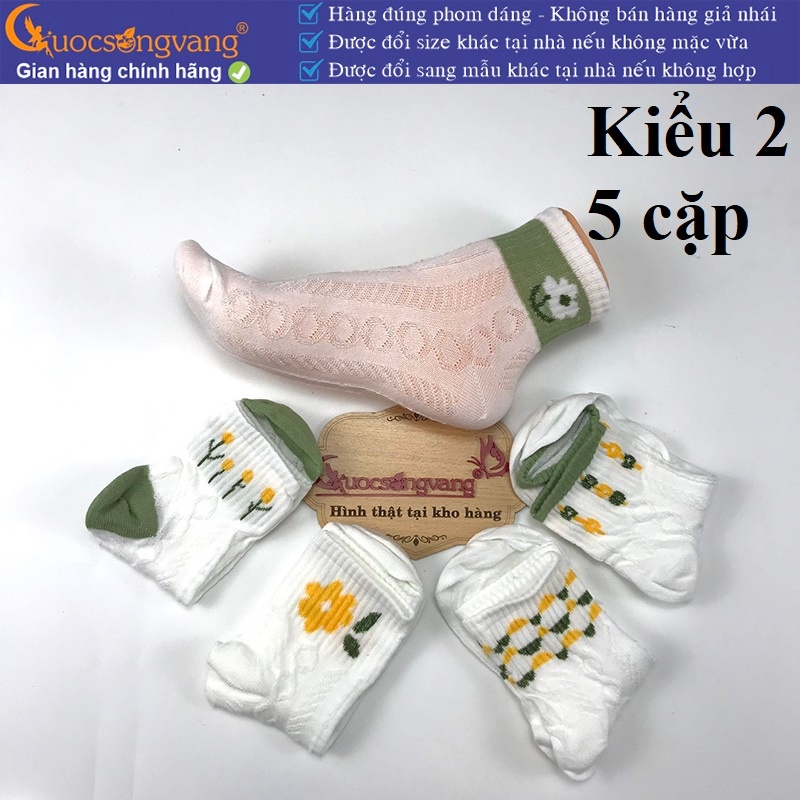 5 cặp Vớ cotton hè thu tất mỏng nhẹ dệt thoáng GLSock002