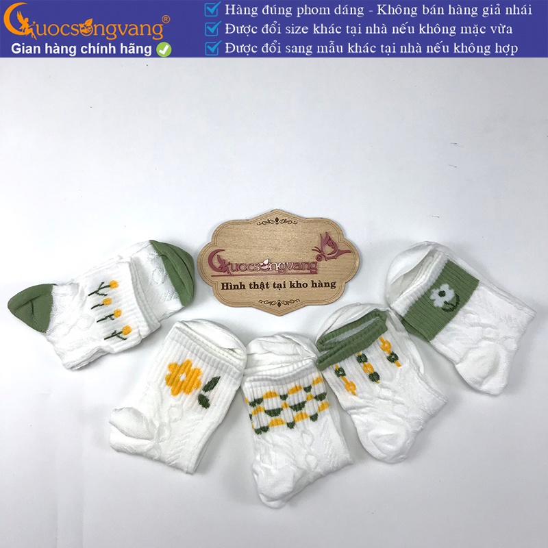 5 cặp Vớ cotton hè thu tất mỏng nhẹ dệt thoáng GLSock002