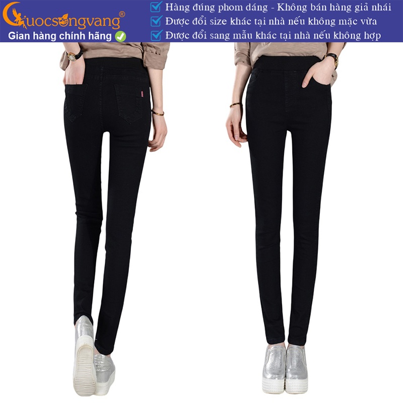 Quần jean nữ đẹp lưng cao co giãn quần jean lưng thun dáng thể thao GLQ009