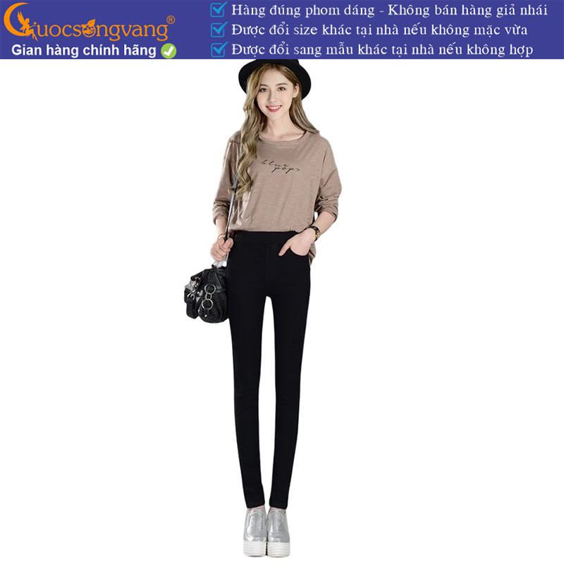 Quần jean nữ đẹp lưng cao co giãn quần jean lưng thun dáng thể thao GLQ009