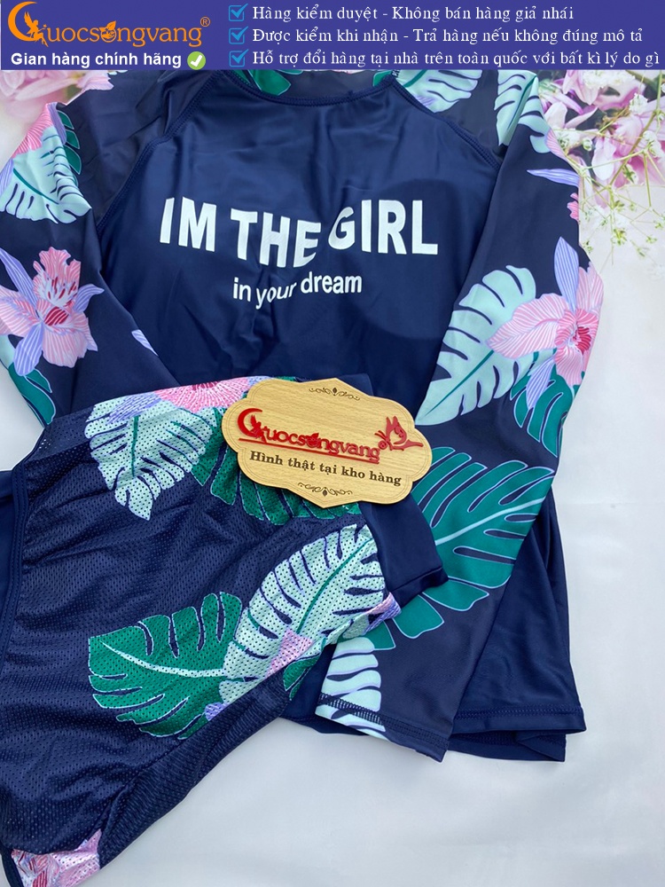 Bộ đồ bơi nữ dài tay quần đùi rời với mút độn ngực GLSWIM074