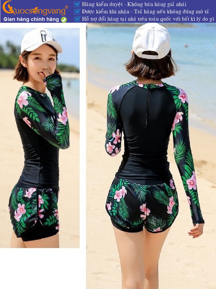 Bộ đồ bơi nữ dài tay quần đùi rời với mút độn ngực GLSWIM074