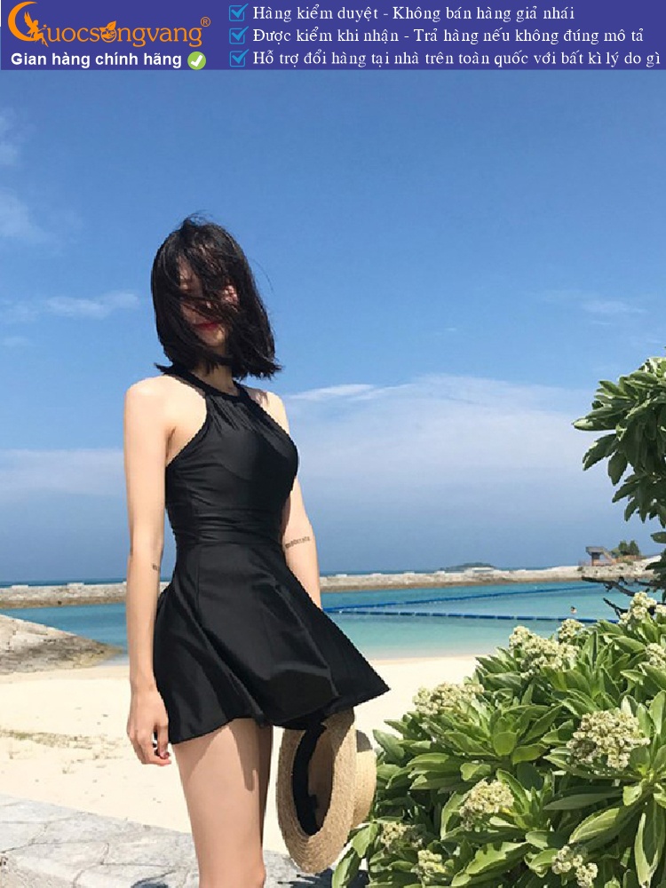Váy đầm bơi cổ yếm quần an toàn liền GLSWIM063