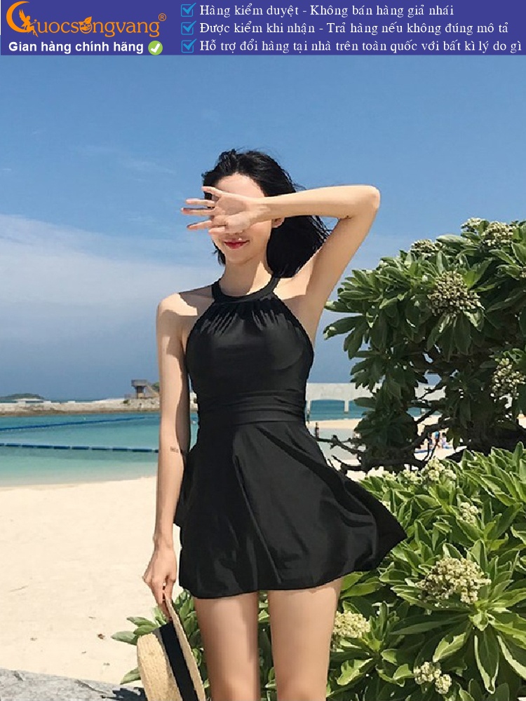 Váy đầm bơi cổ yếm quần an toàn liền GLSWIM063