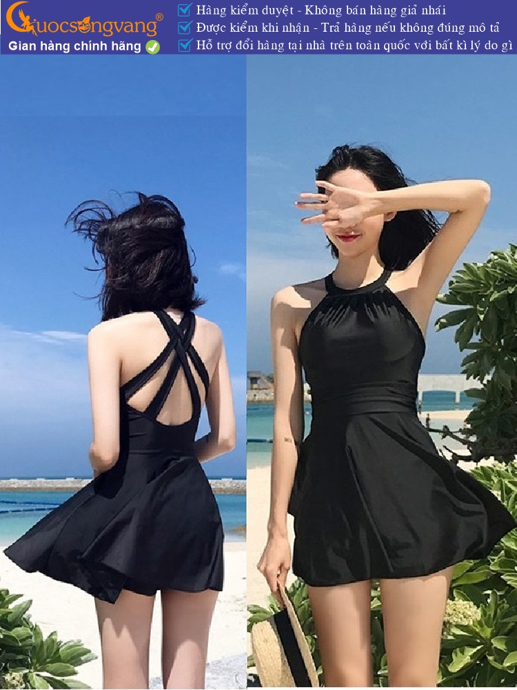 Váy đầm bơi cổ yếm quần an toàn liền GLSWIM063