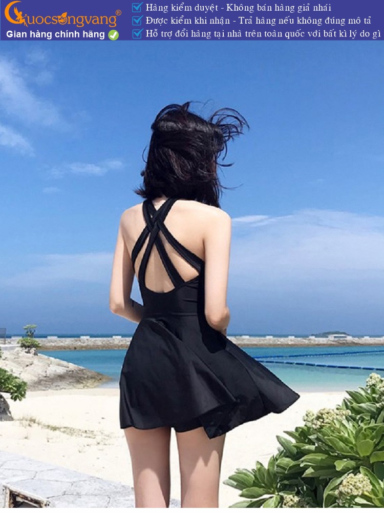 Váy đầm bơi cổ yếm quần an toàn liền GLSWIM063
