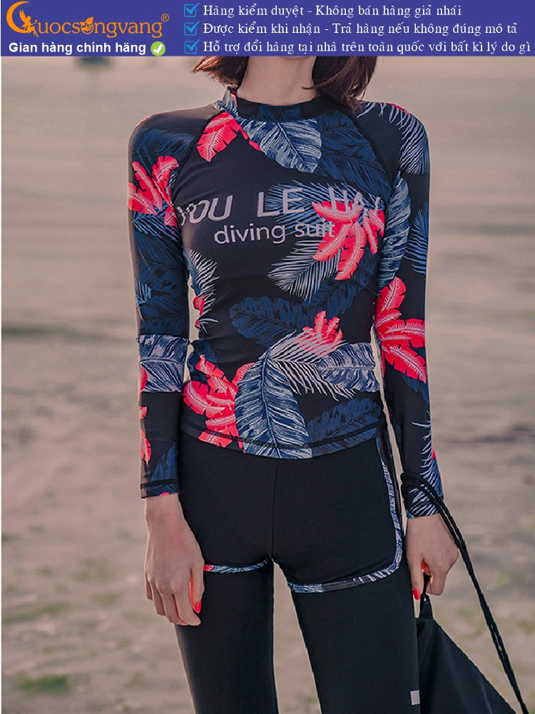 Bộ đồ bơi nữ dài tay gồm áo quần dài và quần đùi GLSWIM067