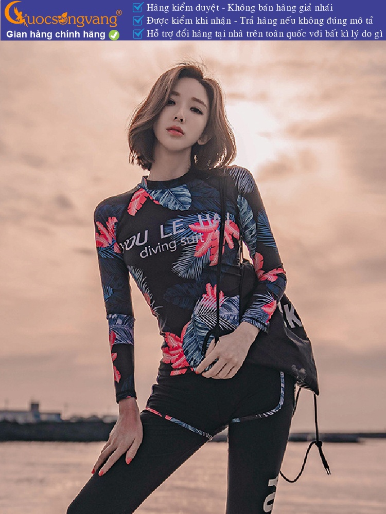 Bộ đồ bơi nữ dài tay gồm áo quần dài và quần đùi GLSWIM067