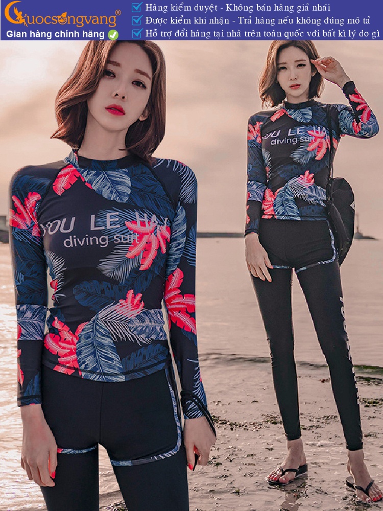 Bộ đồ bơi nữ dài tay gồm áo quần dài và quần đùi GLSWIM067