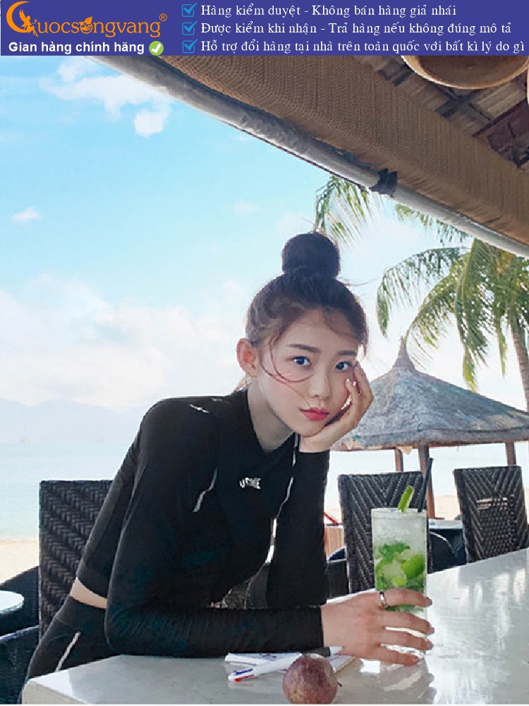 Bộ đồ bơi nữ dài tay kiểu thể thao chống gió GLSWIM059