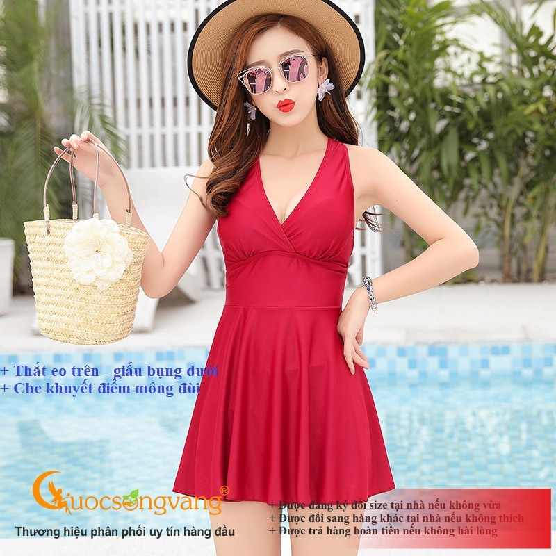 Đồ bơi nữ một mảnh váy đầm đi biển một mảnh GLSWIM039
