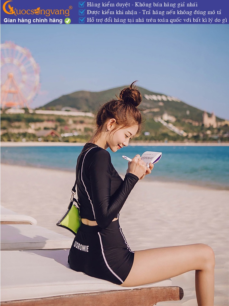 Bộ đồ bơi nữ dài tay kiểu thể thao chống gió GLSWIM059