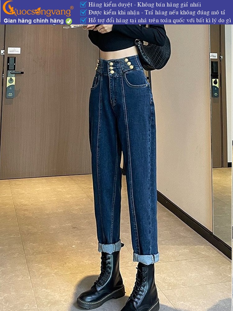Quần jean baggy thụng nhiều nút lưng cao GLQ169