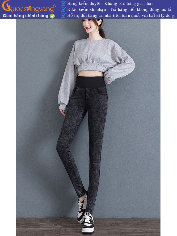 Quần jean nữ lưng cao lưng thun bản lớn GLQ160