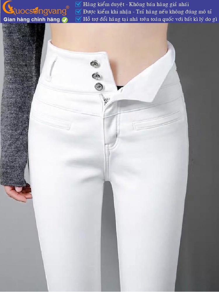 Quần jean nữ lưng cao nhiều nút tôn dáng GLQ171