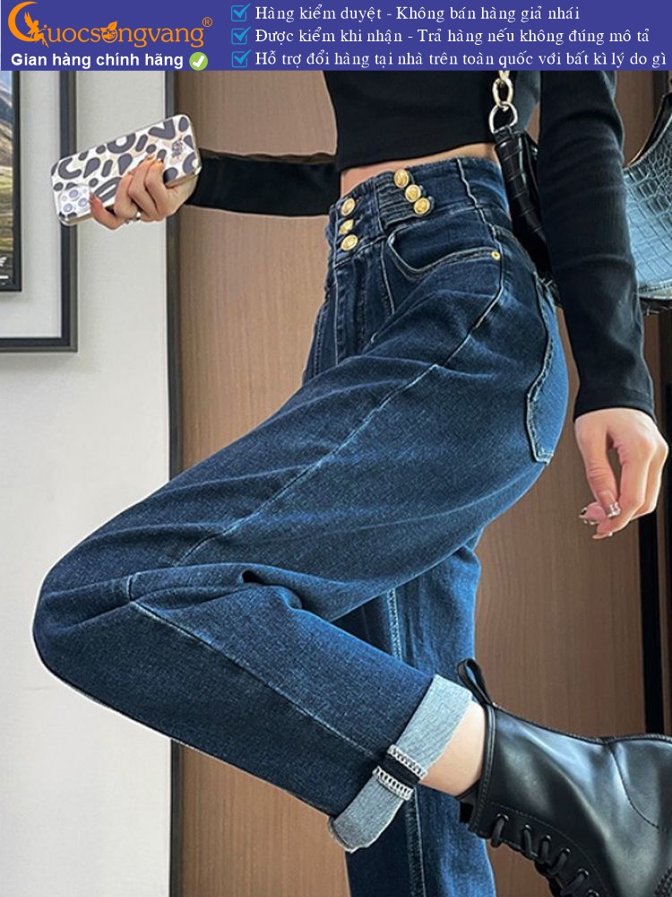 Quần jean baggy thụng nhiều nút lưng cao GLQ169