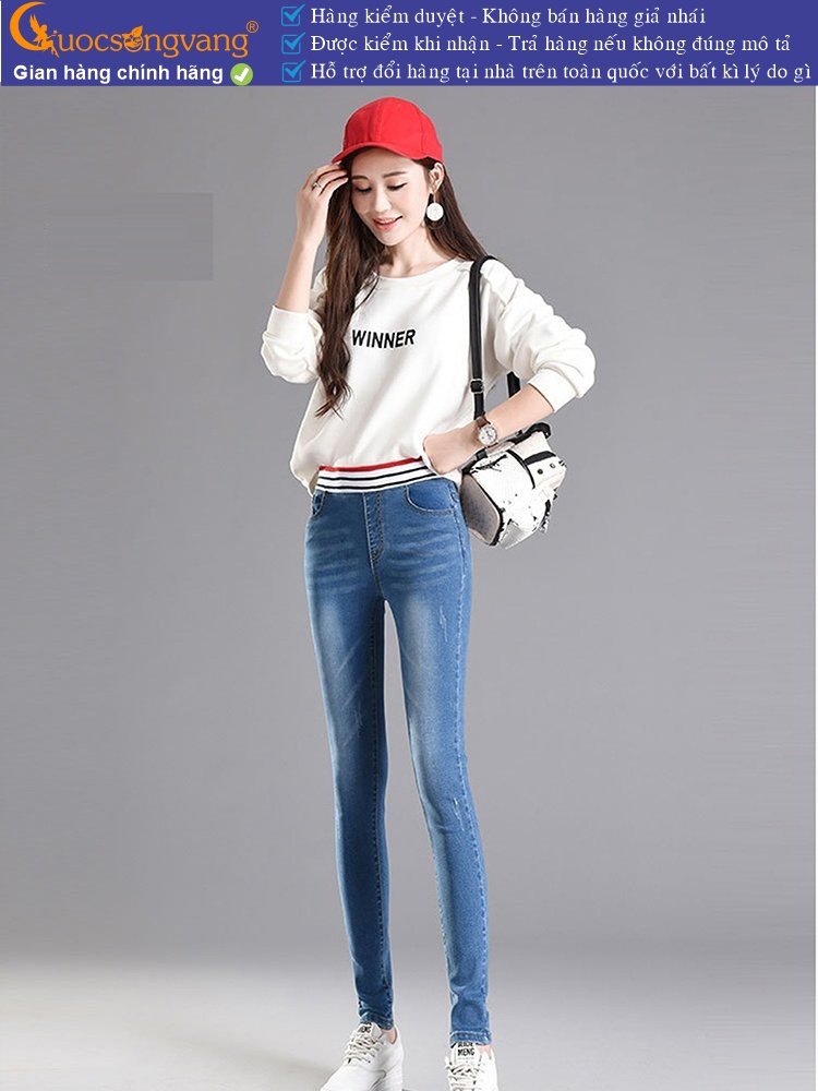 Quần jean nữ lưng thun lưng cao dáng thể thao GLQ071