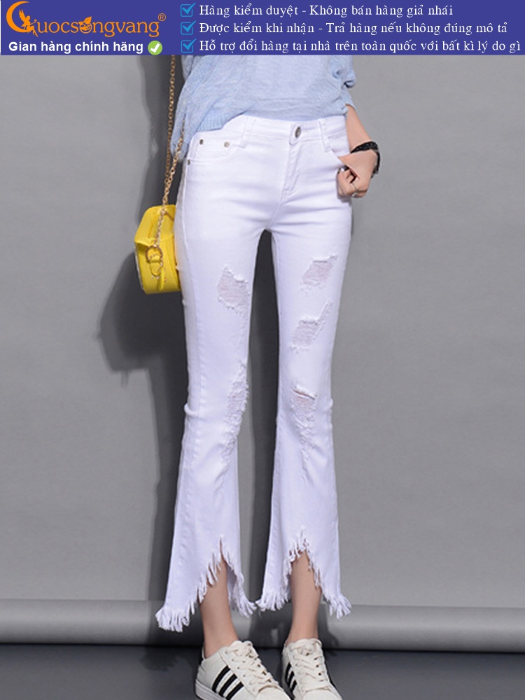 Quần jean nữ rách ống loe GLQ021
