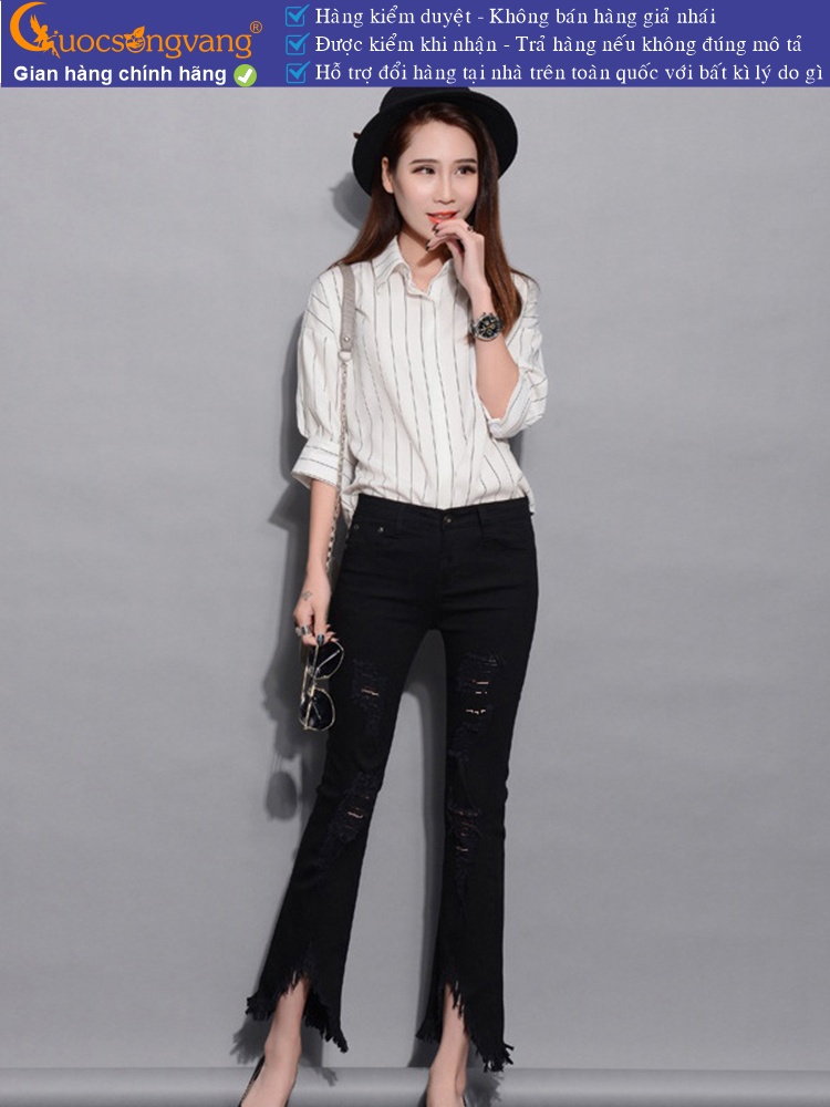 Quần jean nữ rách ống loe GLQ021