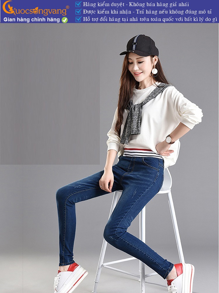 Quần jean nữ lưng thun lưng cao dáng thể thao GLQ071