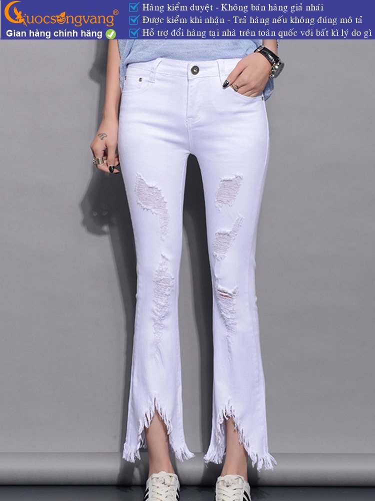 Quần jean nữ rách ống loe GLQ021