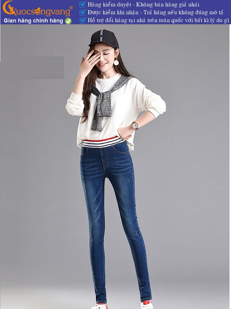 Quần jean nữ lưng thun lưng cao dáng thể thao GLQ071