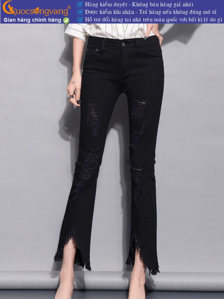 Quần jean nữ rách ống loe GLQ021