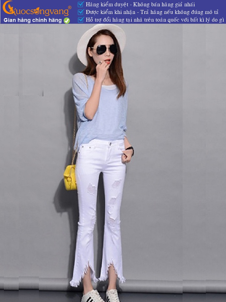 Quần jean nữ rách ống loe GLQ021