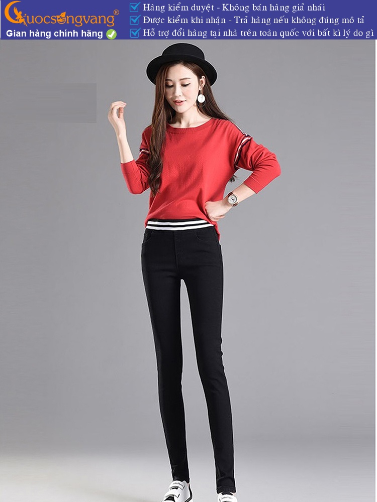 Quần jean nữ lưng thun lưng cao dáng thể thao GLQ071