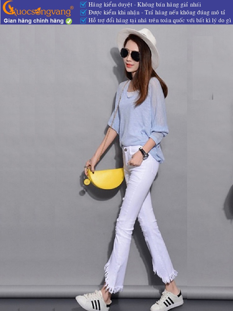 Quần jean nữ rách ống loe GLQ021