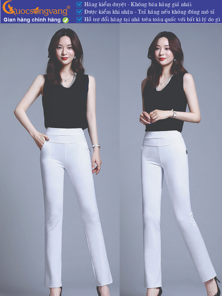 Quần nữ công sở lưng cao lưng thun cotton co giãn 4 chiều GLQ164