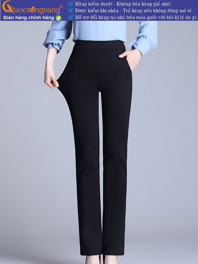 Quần nữ công sở lưng cao lưng thun cotton co giãn 4 chiều GLQ164