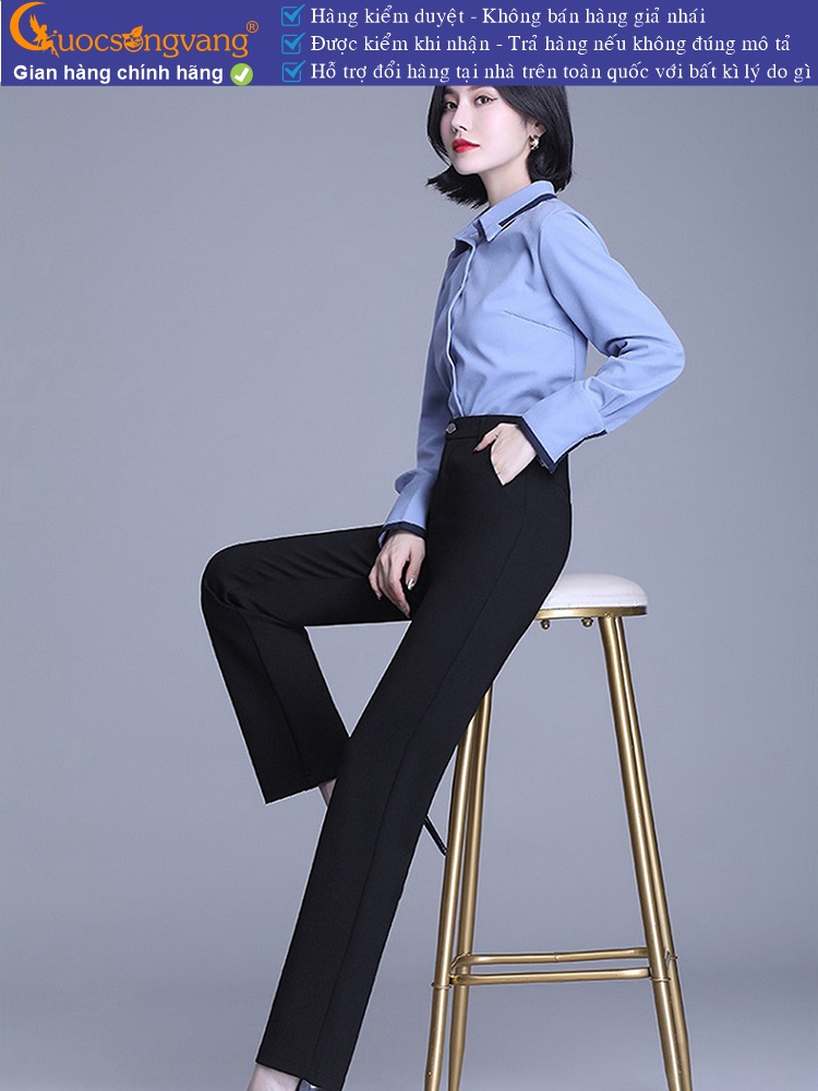 Quần nữ công sở lưng cao 1 nút quần công sở ống đứng co giãn GLQ163