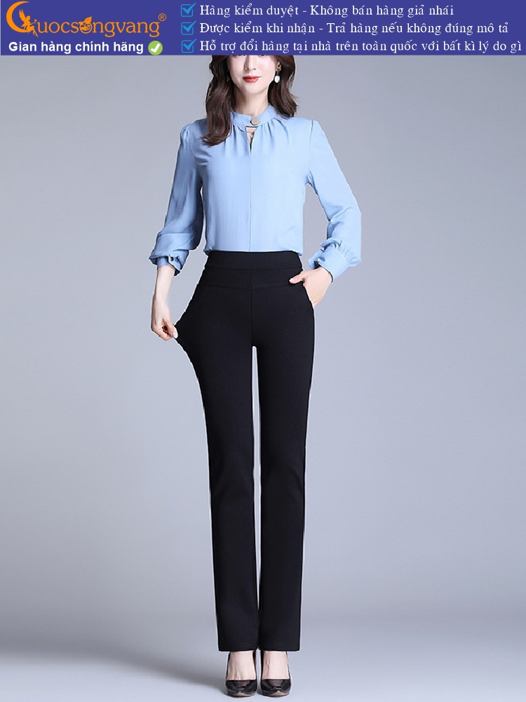 Quần nữ công sở lưng cao lưng thun cotton co giãn 4 chiều GLQ164
