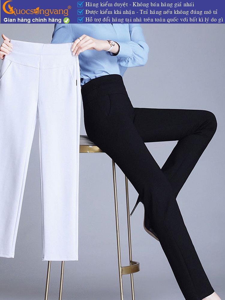 Quần nữ công sở lưng cao lưng thun cotton co giãn 4 chiều GLQ164