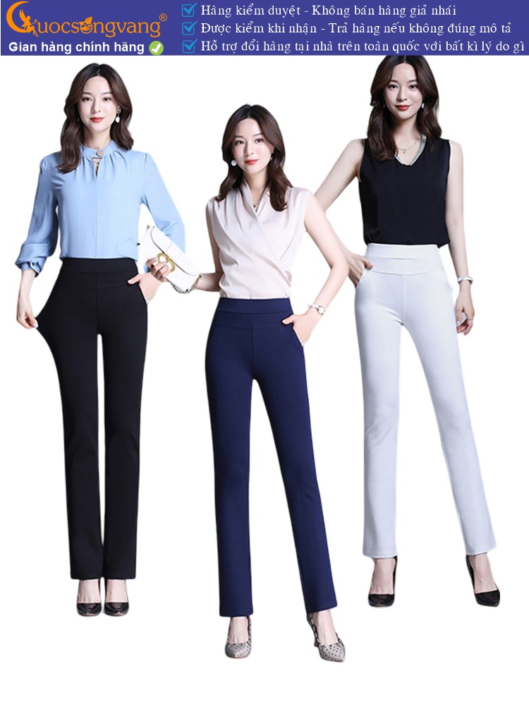 Quần nữ công sở lưng cao lưng thun cotton co giãn 4 chiều GLQ164