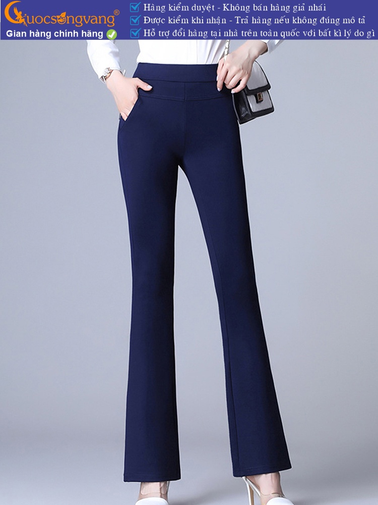 Quần nữ công sở ống loe treggings lưng cao lưng thun GLQ051